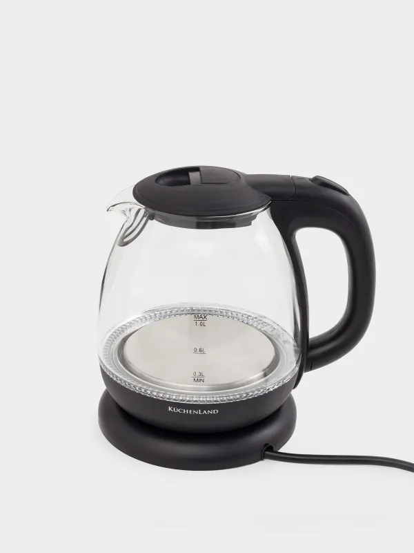 Чайник электрический, 1 л, 900-1100 Вт, с подсветкой, Progress plus, image-1