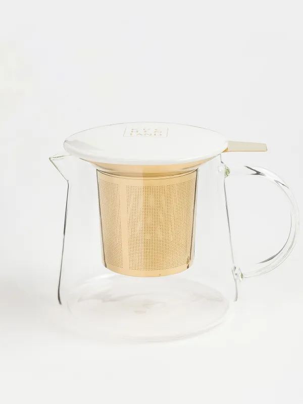 Чайник заварочный, 600 мл, с подогревом, стекло Б/фарфор P, молочно-золотистый, Ellan, image-2