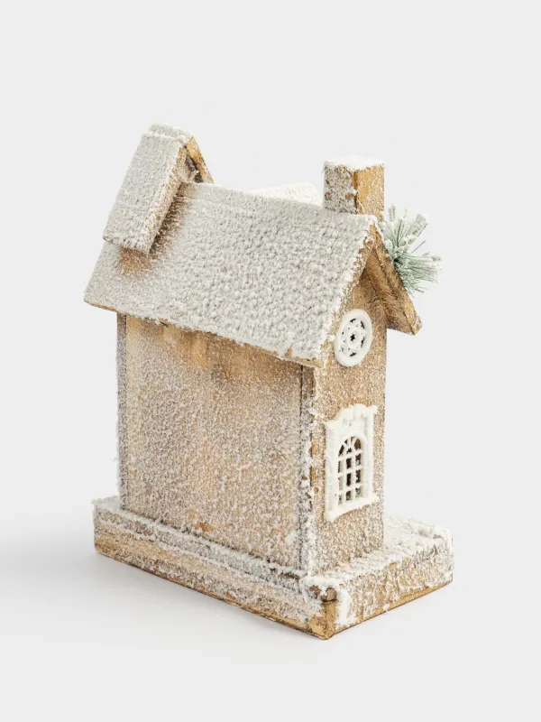 Статуэтка с подсветкой, 25х34 см, дерево, Заснеженный дом, Touch winter, image-2
