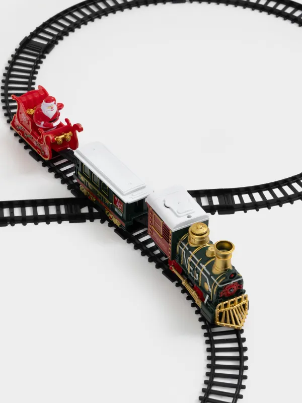 Железная дорога игрушечная, S, музыкальная, с подсветкой, пластик, Санта на санях, Game rail, image-2