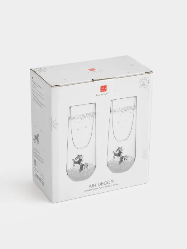Бокал для шампанского, 100 мл, 2 шт, стекло Б, с кристаллами внутри, Лошадь, Air decor, image-4