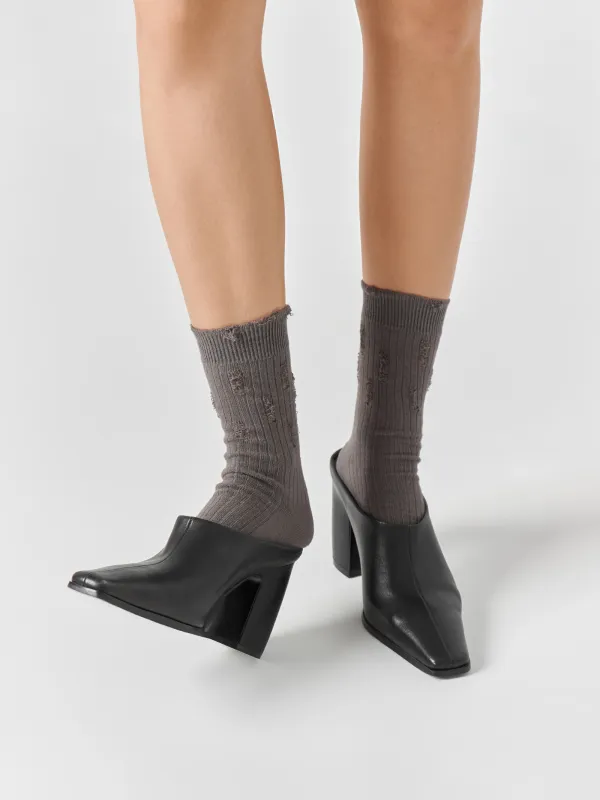 Носки женские, с рваным эффектом, хлопок/полиэстер, серые, Rubchik grunge, image-2