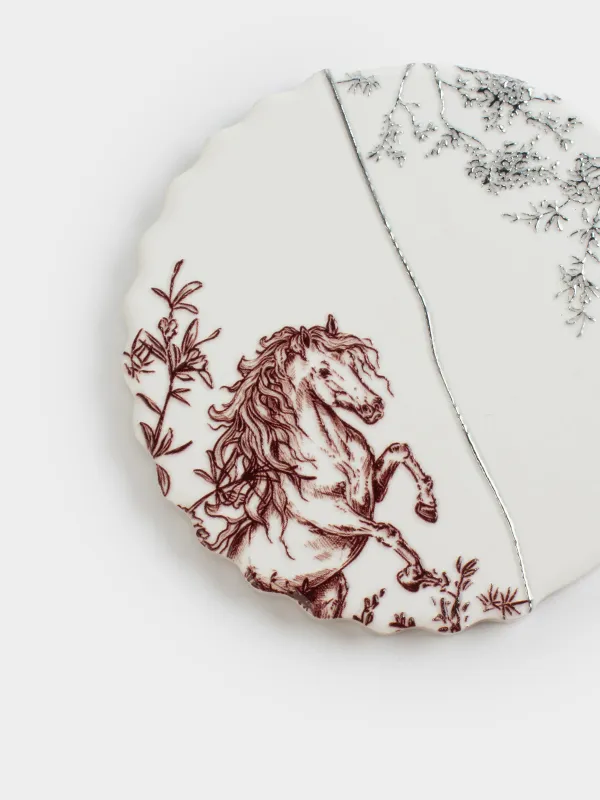 Подставка под кружку, 11 см, круглая, керамика/пробка, белая, Лошадь, Kairon horse, image-2