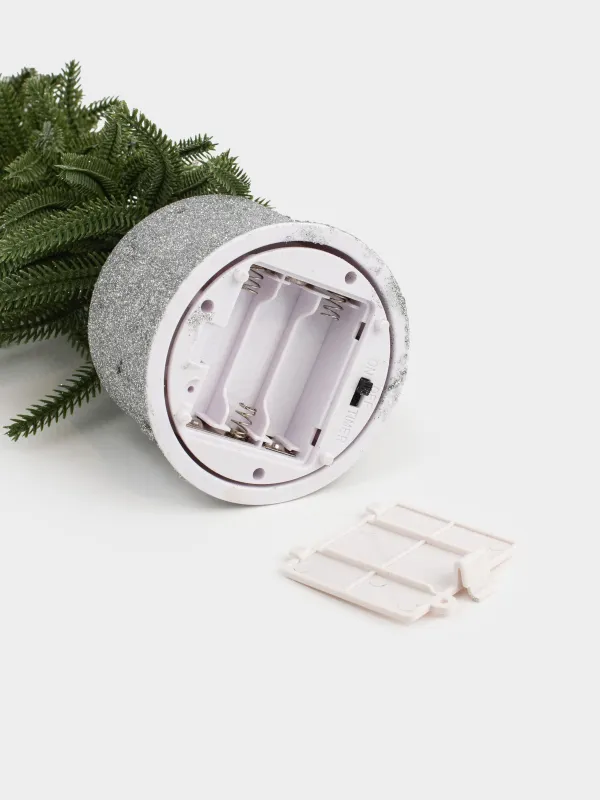 Ель искусственная, 40 см, с подсветкой, вращающаяся, пластик, Ель с блестками, Conifer decor, image-4