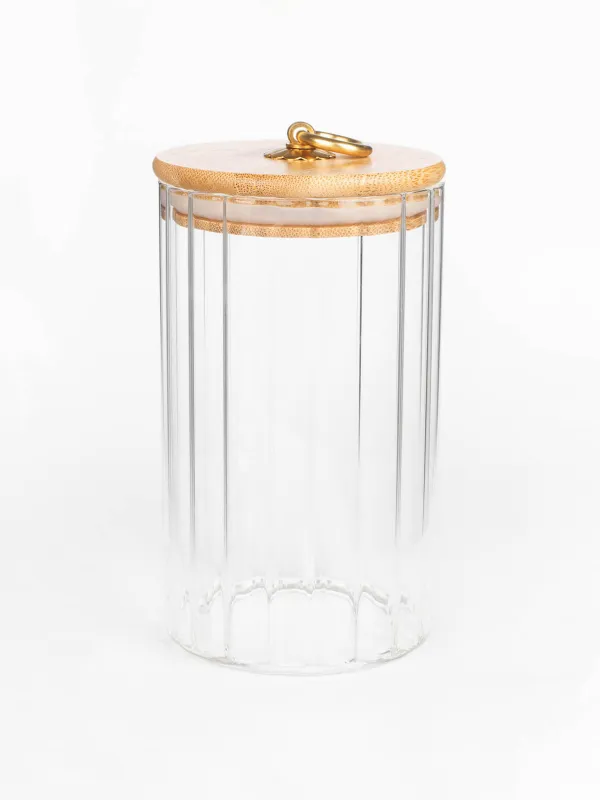 Банка для сыпучих продуктов, 800 мл, стекло Б/бамбук, Camellia, image-0