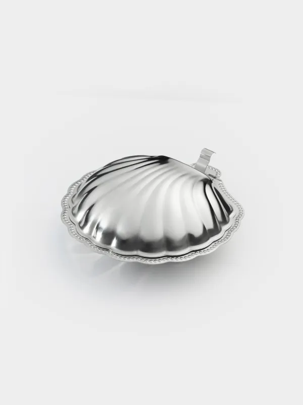 Икорница, 13 см, с крышкой, сталь, Ракушка, Shallow, image-0