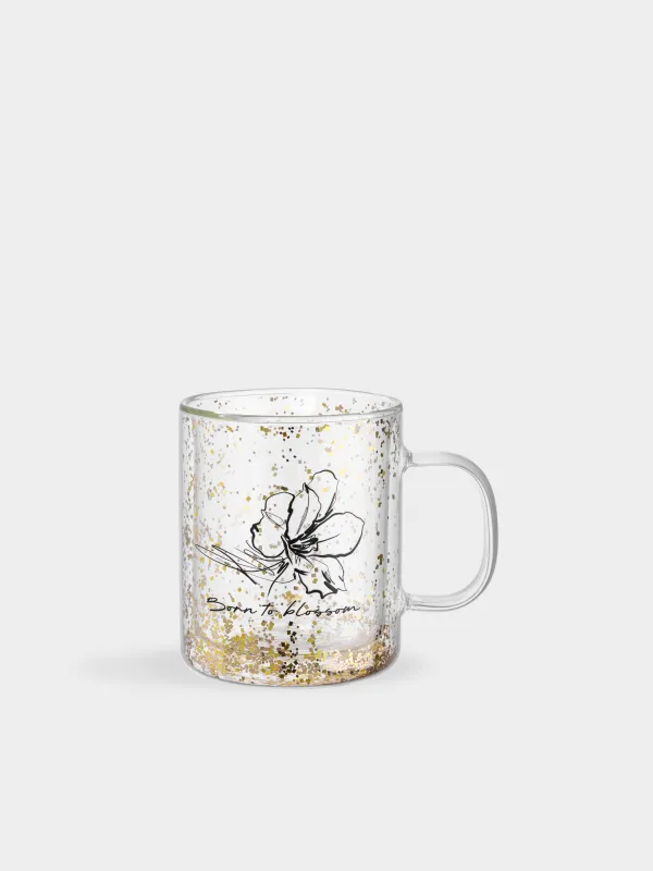 Кружка, 330 мл, с блестками, Цветок, Air decor, image-0