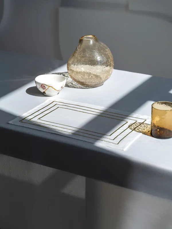 Салфетка под приборы, 30х45 см, 2 шт, полиэстер, прямоугольная, белая, Линии, Trim gold, image-6