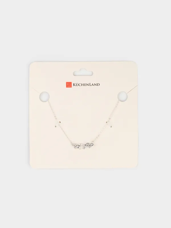 Цепочка, 45 см, с подвеской, металл/циркон, серебристая, Кристаллы, Jewelry crystal, image-3