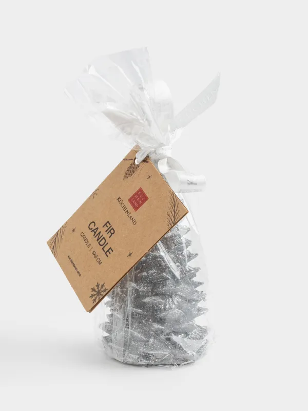 Свеча, 5x9 см, серебристая, Fir candle, image-3