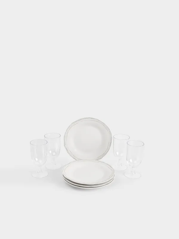 Корзина для пикника, 40х28 см, 4 перс, 21 пр, с пледом, лоза, бежевая, Picnic, image-7