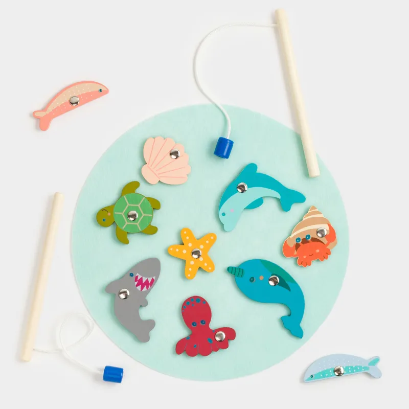 Набор игровой, 13 пр, дерево/магнит, Магнитная рыбалка, Game, image-0