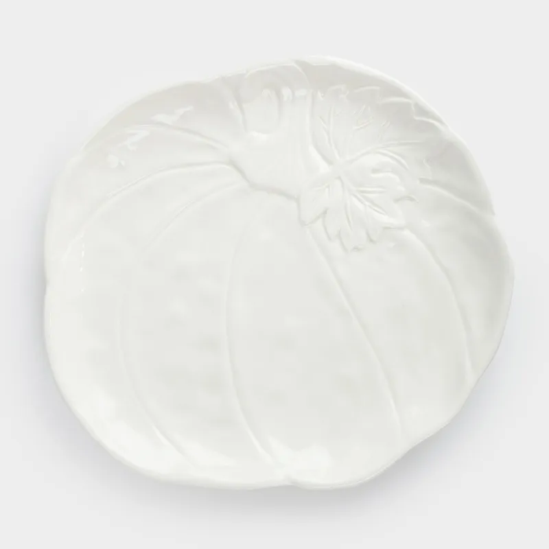 Блюдо, 26 см, керамика, молочное, Тыква с листом, Golden glow