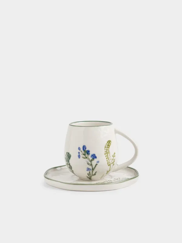 Пара чайная, 230 мл, Луговые цветы на кракелюре, Floral meadow, image-0