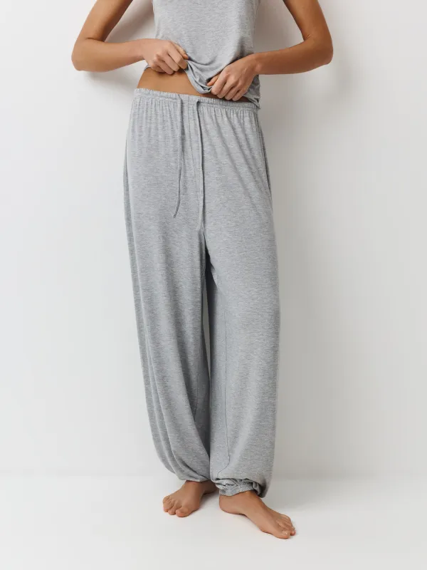 Брюки женские, домашние, р. S, карго, вискоза/спандекс, серый меланж, Aidila, image-1