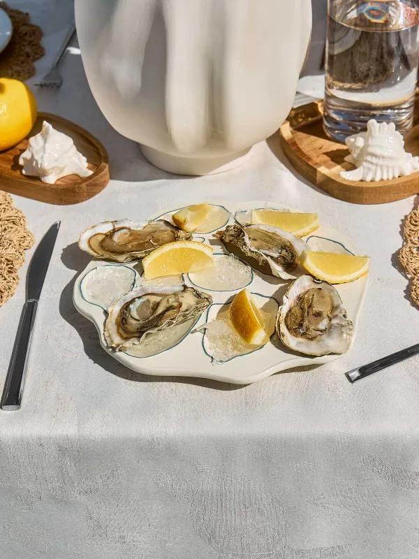 Менажница, 24 см, 11 отд, керамика, молочно-синяя, Устрицы, Coral reef, image-6