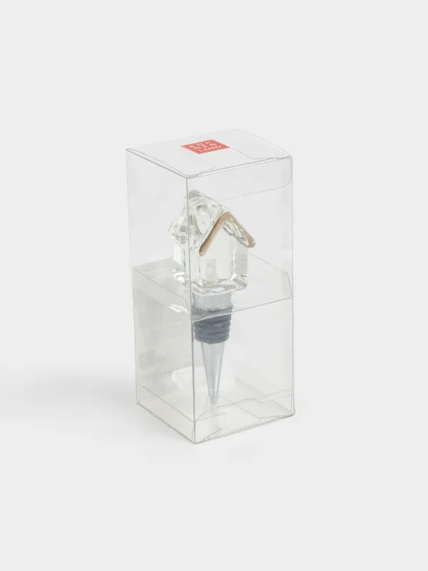 Пробка для винной бутылки, 11 см, сталь/стекло, золотистая, Домик, House shape, image-3