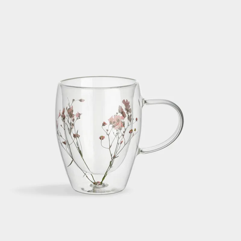 Кружка, 350 мл, стекло Б, с сухоцветами внутри, Air decor