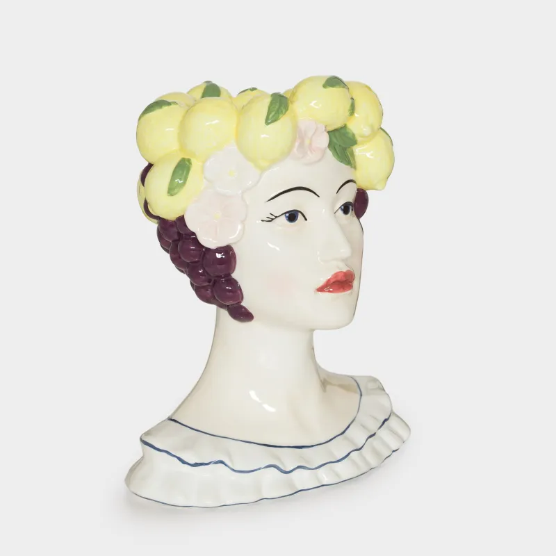 Ваза для цветов, 27 см, декоративная, керамика, Девушка с фруктами, Girls, image-1