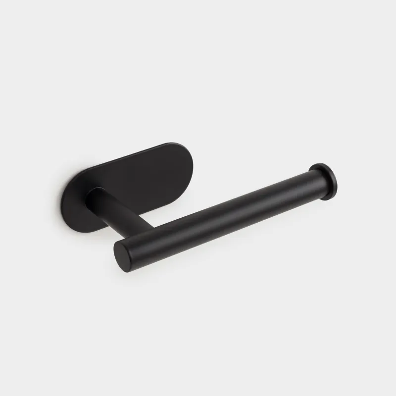 Держатель для туалетной бумаги, 16 см, настенный, на липучке, сталь, черный, Total black, image-4