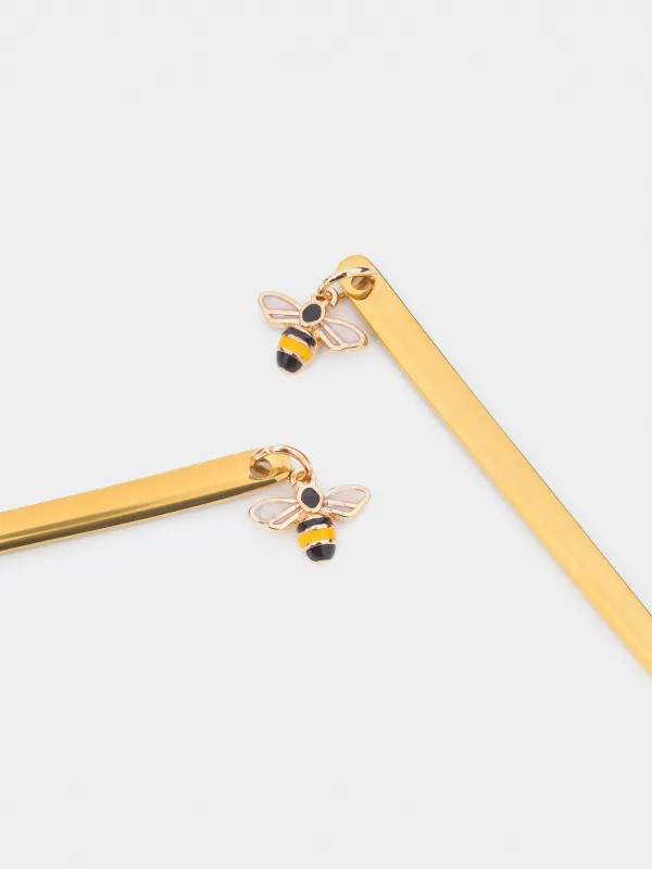 Ложка десертная, 14 см, 2 шт, сталь, золотистая, Пчела, Honey, image-3