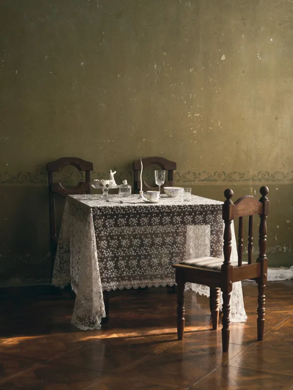 Скатерть, 170х250 см, с кружевом, Ажурные цветы, Lace flowers, image-6