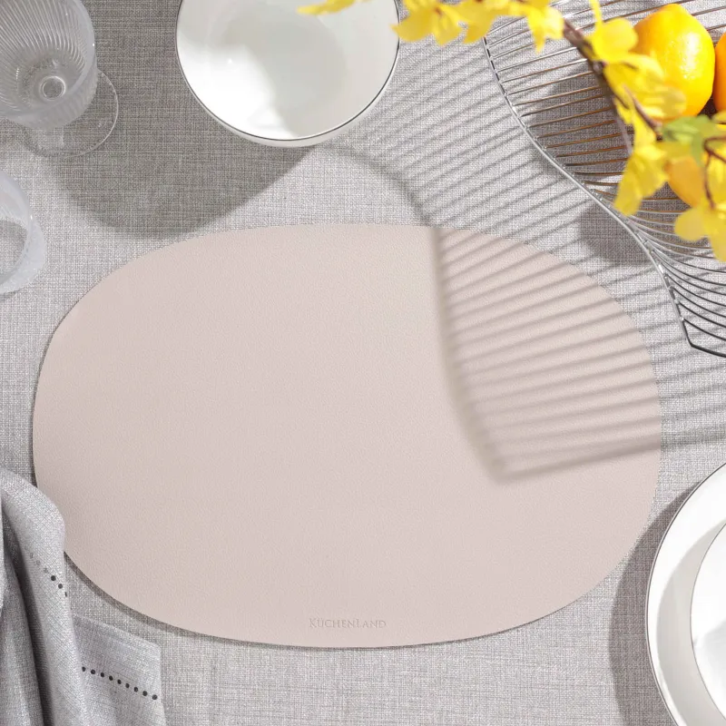 Салфетка под приборы, 30х45 см, ПВХ, овальная, бежевая, Rock, image-1