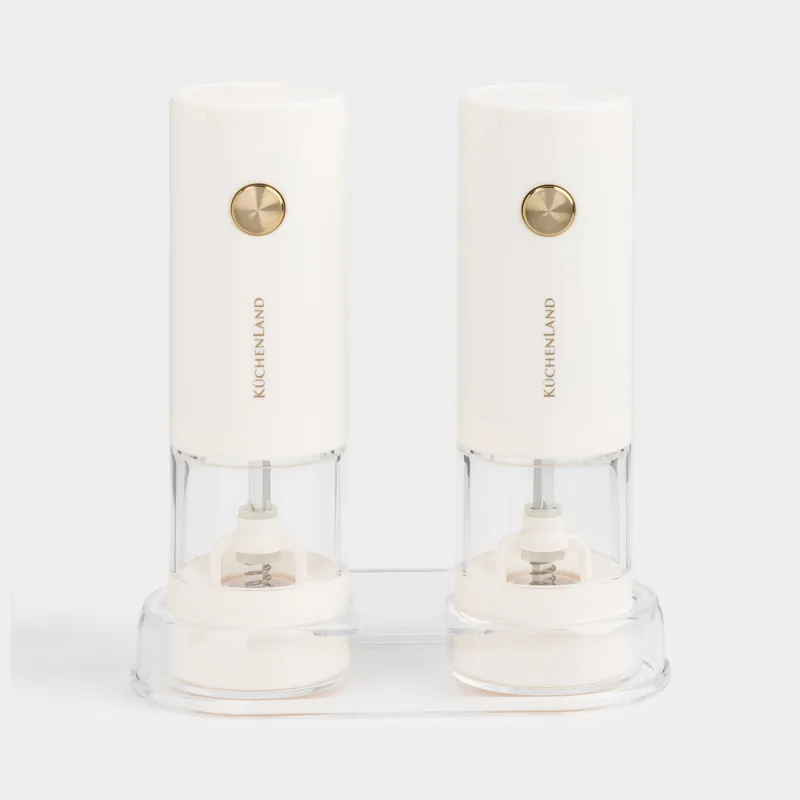 Мельница для специй, 20 см, 2 шт, электрическая, на подставке, пластик, молочная, Liberica light