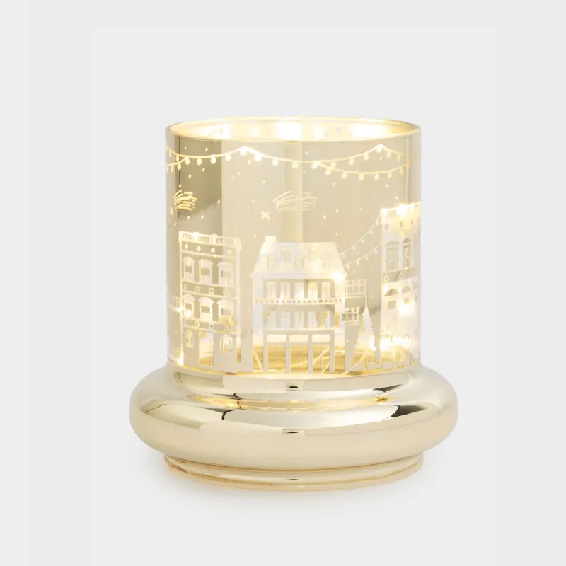 Светильник декоративный, 10 см, стекло/пластик, шампань, Домики, Golden style