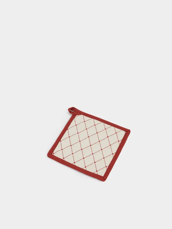 Прихватка, 20х20 см, хлопок, квадратная, бежевая, Ромбы, Heart kitchen, image-1