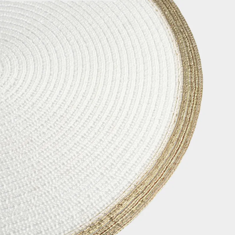 Салфетка под приборы, 38 см, полиэстер, круглая, белая, Золотистая кайма, Rotary rim, image-2