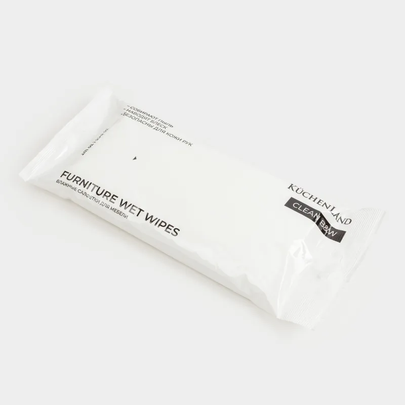 Салфетка влажная, 30 шт, хозяйственная, для мебели, B&W, image-3