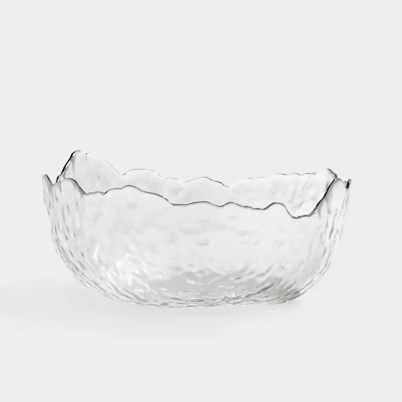 Салатник, 20х9 см, 1,1 л, стекло, с серебристым кантом, Nautilus silver