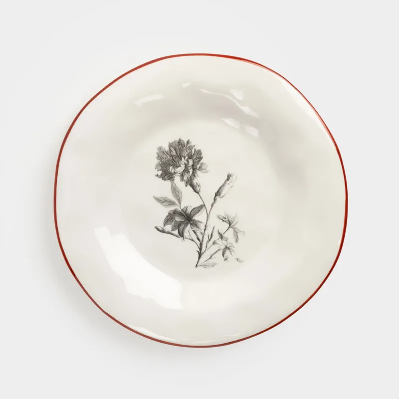 Тарелка закусочная, 23 см, керамика D, белая, Графичные цветы, Floria graphic