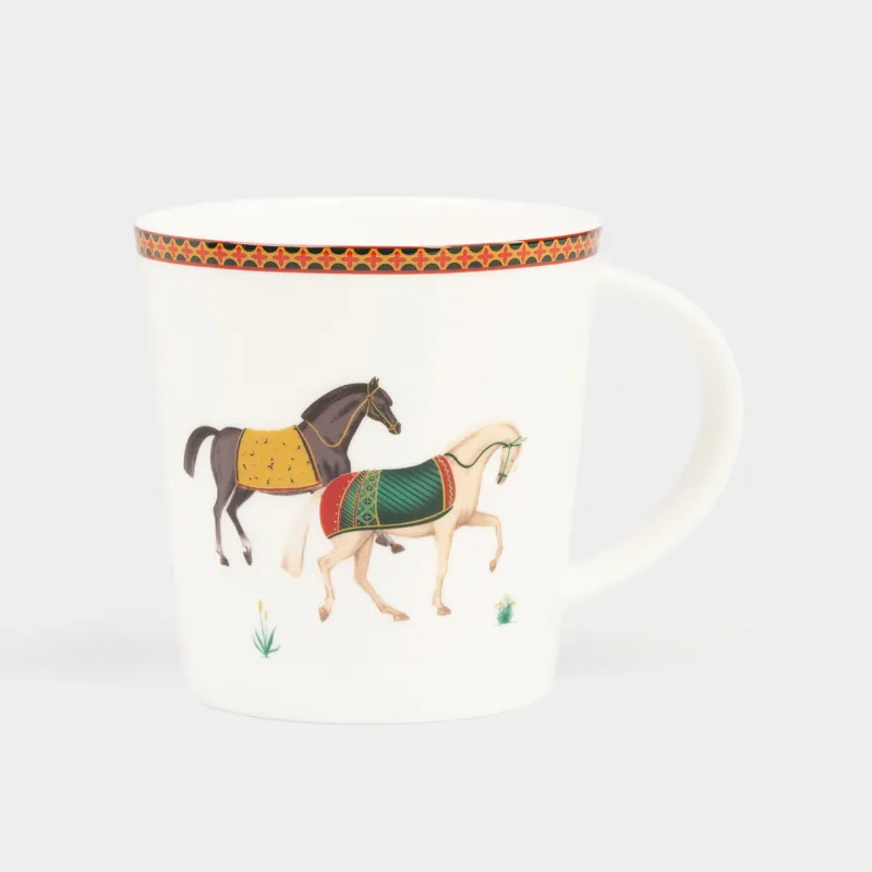 Кружка, 450 мл, фарфор F, белая, Кони, Blue wind