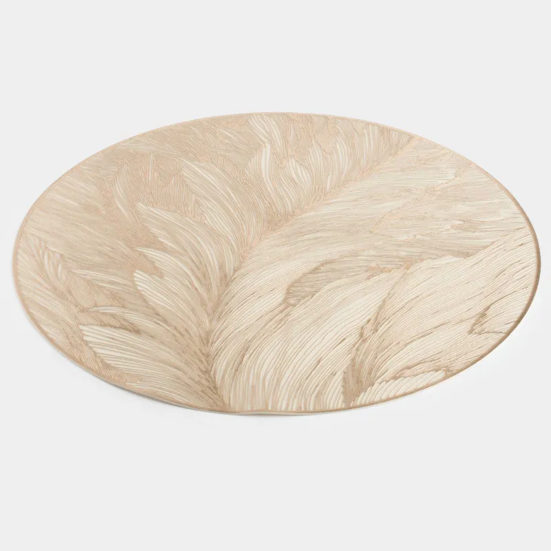 Салфетка под приборы, 38 см, ПВХ, круглая, золотистая, Лист, Azhur, image-1