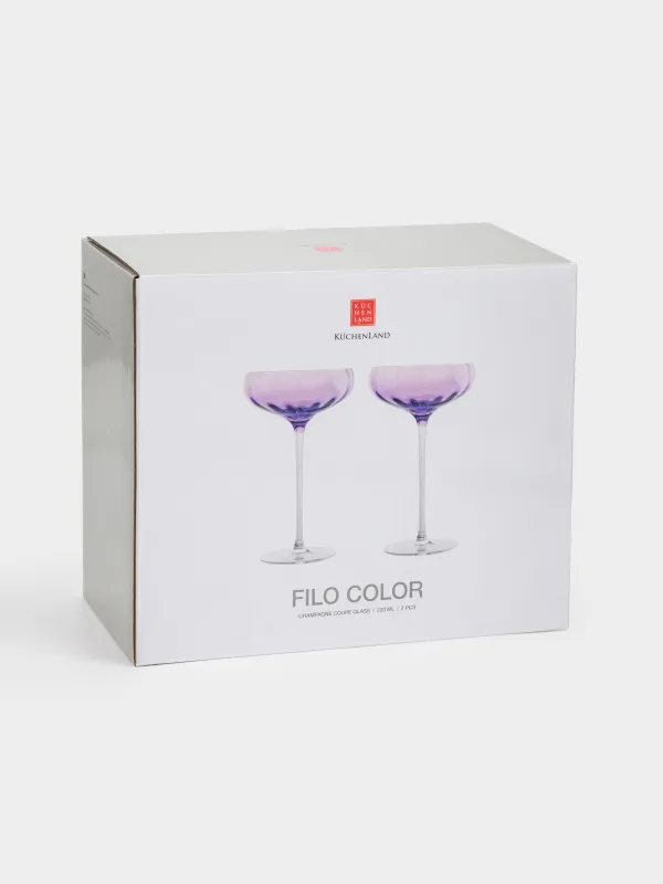 Бокал-креманка для шампанского, 220 мл, 2 шт, стекло, фиолетовый, Filo R color, image-5