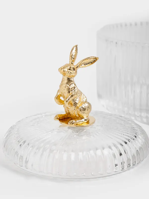Емкость для хранения, 10х13 см, 280 мл, стекло Р/металл, Золотистый кролик, Ribby gold, image-2