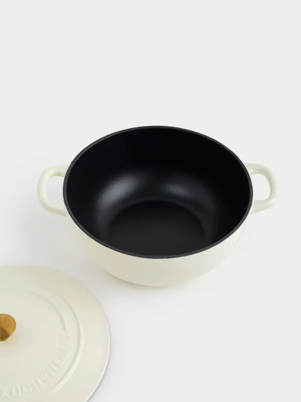 Казан, 27 см, 4,5 л, с крышкой, чугун, молочный, Light kitchen, image-4