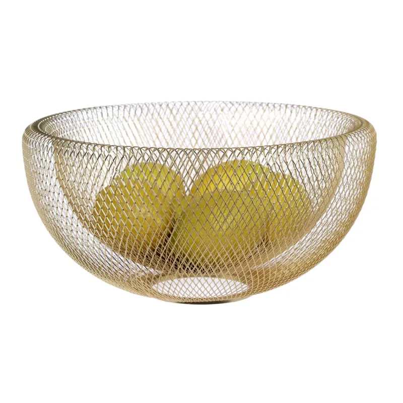 Корзина для фруктов, 30 см, металл, золотистая, Сетка, Twist twin, image-1