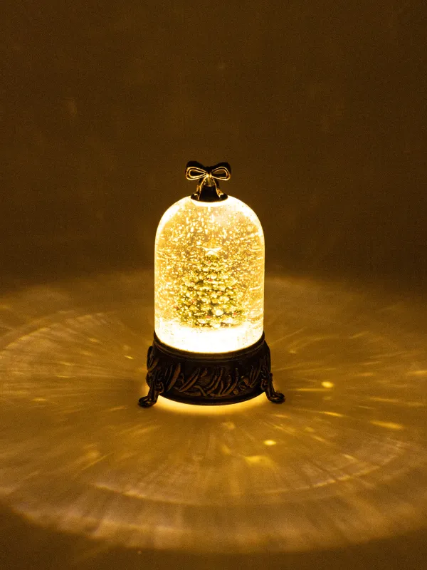 Снежный фонарь, 21 см, с подсветкой, вращающийся, Ель, Bronze style, image-4