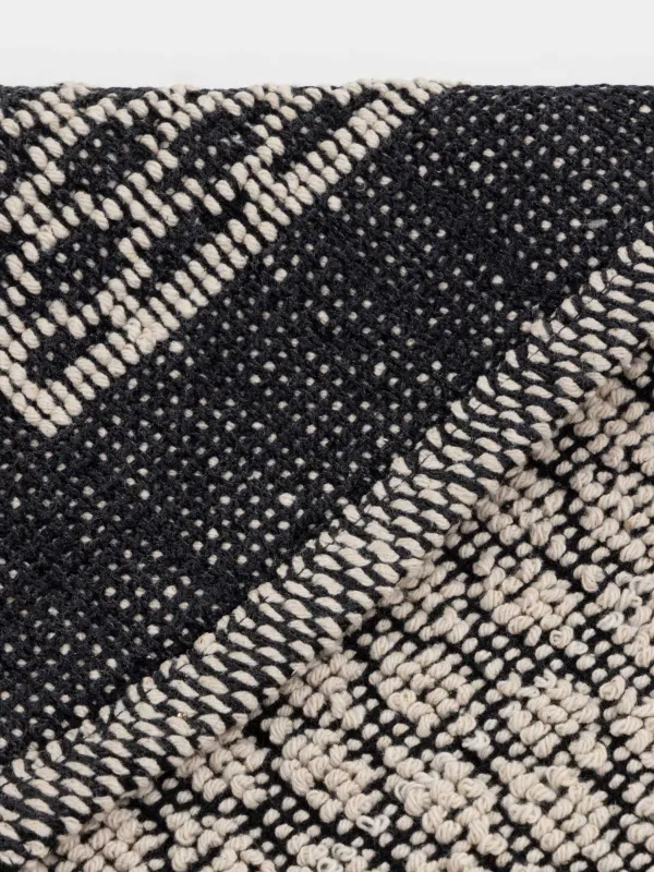 Коврик, 50х80 см, с бахромой, противоскользящий, хлопок, бежево-черный, Ромбы, Rhombic, image-3