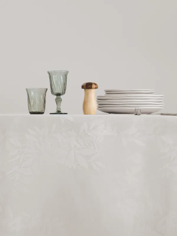 Скатерть, 160х160 см, жаккард, полиэстер, белая, Ветви, Patterned branches, image-2