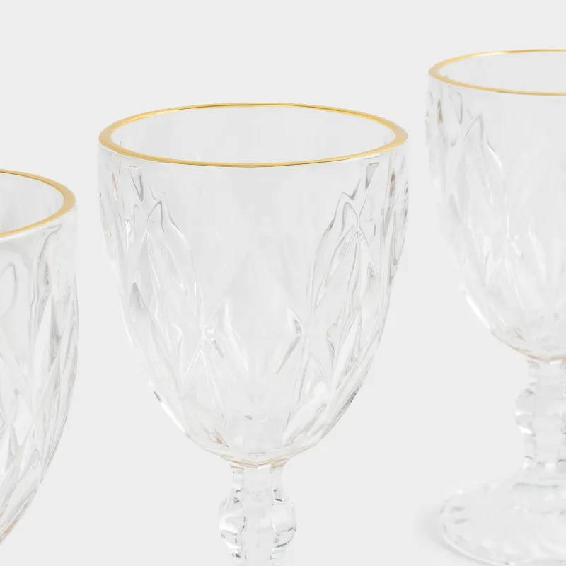 Бокал-кубок для вина, 300 мл, 6 шт, стекло Р, с золотистым кантом, Rhomb gold, image-8