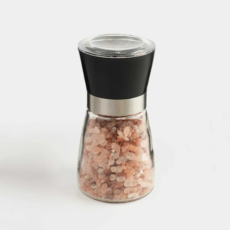 Мельница для специй 13 см, механическая, стекло, Розовая соль, Seasoning BBQ