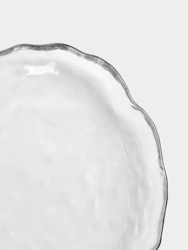 Блюдо, 25х21 см, стекло, с серебристым кантом, Лепесток, Nautilus silver, image-4