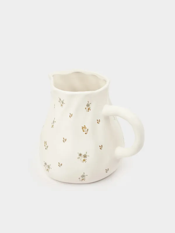 Кувшин, 1,6 л, керамика D, молочный, Винтажные цветы, La flore, image-1