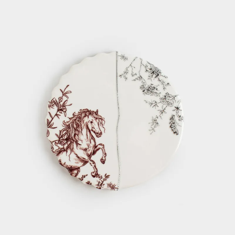 Подставка под кружку, 11 см, круглая, керамика/пробка, белая, Лошадь, Kairon horse