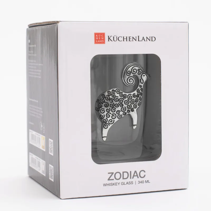 Стакан для виски, 10 см, 340 мл, стекло/металл, серебристый, Овен, Zodiac, image-5