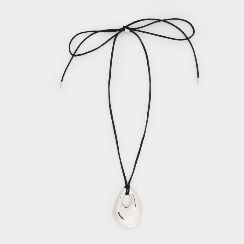 Цепочка-шнурок, 1,6 м, с подвеской, металл/нейлон, серебристая, Jewelry